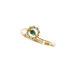 Anello Solitario Easy Flower Smeraldo Oro Giallo