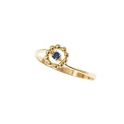 Easy Flower Blue Sapphire Yellow Gold Solitaire Ring