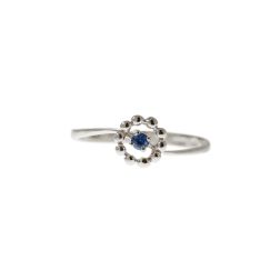 Anello Solitario Easy Flower Zaffiro Blu Oro Bianco