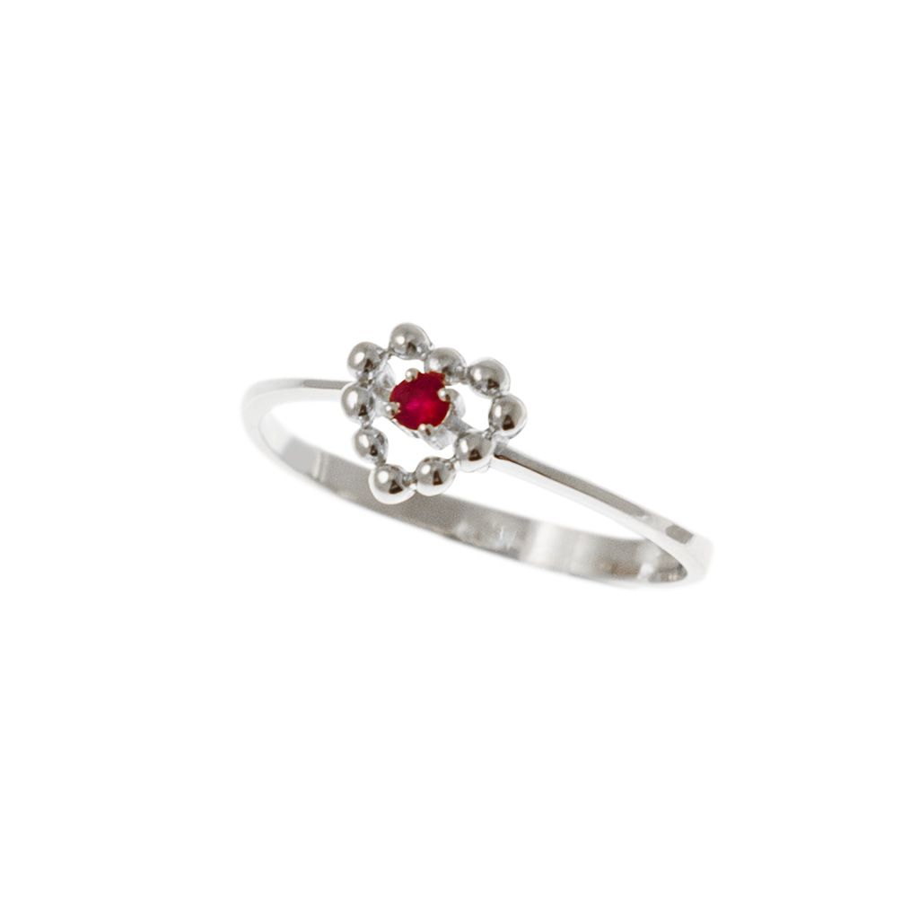 Anello Solitario Easy Love Rubino Oro Bianco