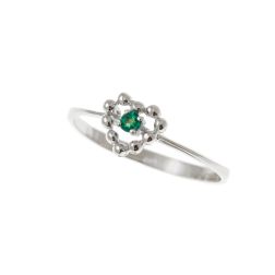 Anello Solitario Easy Love Smeraldo Oro Bianco