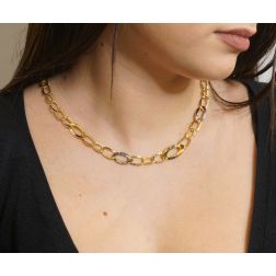 Necklace with ovals in 18kt yellow and white gold