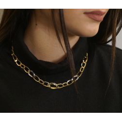 Necklace with ovals in 18kt yellow and white gold