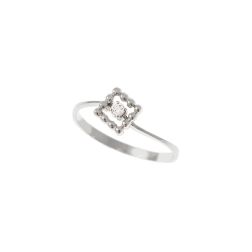 Easy Square Diamond White Gold Solitaire Ring