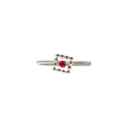 Easy Square Ruby White Gold Solitaire Ring
