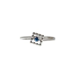 Easy Square Blue Sapphire White Gold Solitaire Ring