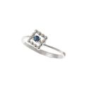 Anello Solitario Easy Square Zaffiro Blu Oro Bianco