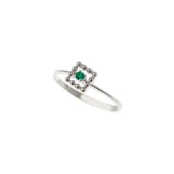 Anello Solitario Easy Square Smeraldo Oro Bianco