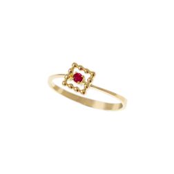Easy Square Ruby Yellow Gold Solitaire Ring