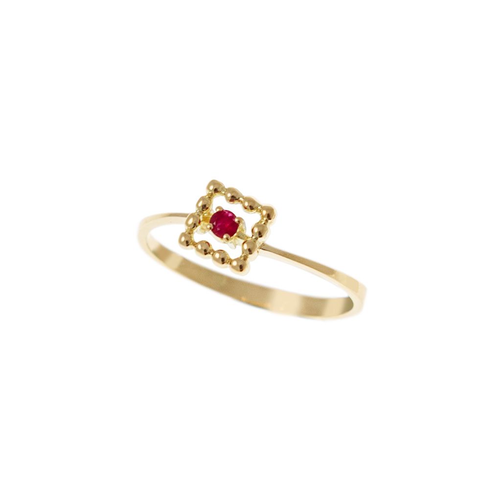 Easy Square Ruby Yellow Gold Solitaire Ring
