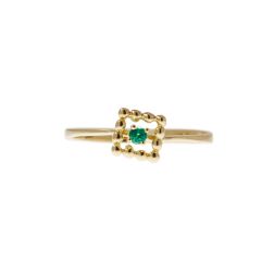 Easy Square Emerald Yellow Gold Solitaire Ring