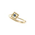 Anello Solitario Easy Square Zaffiro Blu Oro Giallo