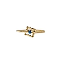 Easy Square Blue Sapphire Yellow Gold Solitaire Ring