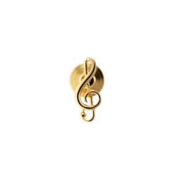 Treble clef brooch in yellow gold
