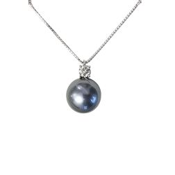 Light Point Brown Diamond and Tahitian Pearl Necklace