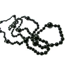 Collana Lunga Onice Nera Laccio 170cm con Sfere da 16.5mm 8.5mm