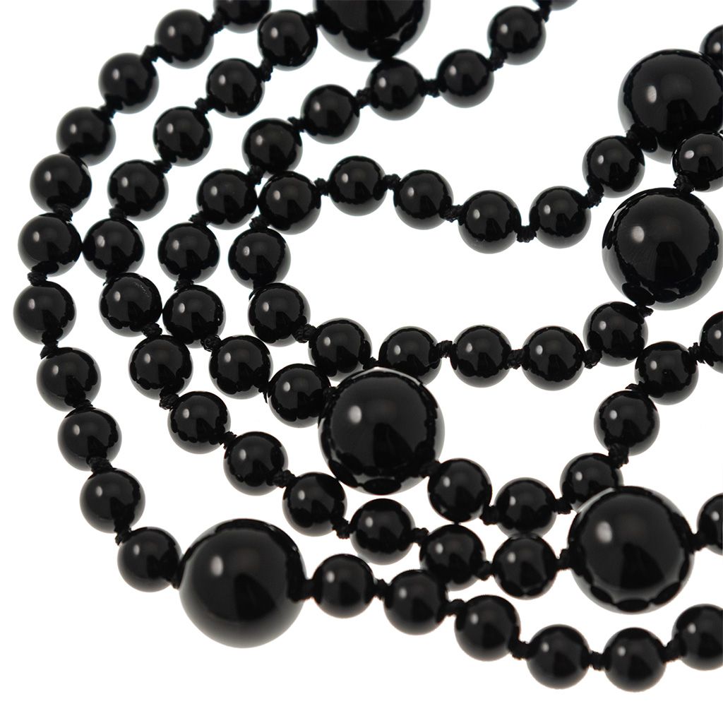 Collana Lunga Onice Nera Laccio 170cm con Sfere da 16.5mm 8.5mm