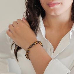 Bracciale Elastico interno con sfere 8.50mm Occhio di Tigre foto indossata