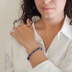 Bracciale Elastico interno con sfere 6.50mm Lapislazzuli foto indossata