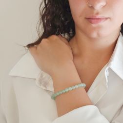 Photo of worn Elastic bracelet with 6.50mm Green Aventurine beads