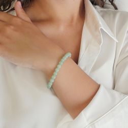 Photo of worn Elastic bracelet with 6.50mm Green Aventurine beads