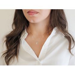 Photo of worn Initial Letter "Z" Pendant with Diamonds in 18kt White Gold