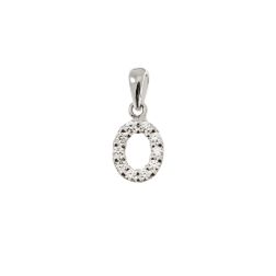 Ciondolo Lettera Iniziale "O" con Diamanti in Oro Bianco 18kt