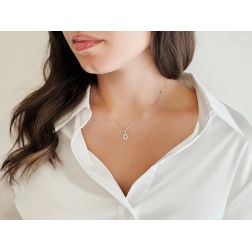 Photo of worn Initial Letter "O" Pendant with Diamonds in 18kt White Gold
