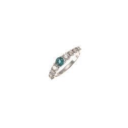 Veretta Scalare Solitaire Ring with Emerald and Diamonds in White Gold - italian Size 12