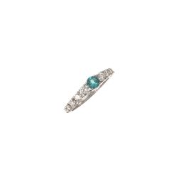 Veretta Scalare Solitaire Ring with Emerald and Diamonds in White Gold - italian Size 12