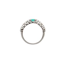 Veretta Scalare Solitaire Ring with Emerald and Diamonds in White Gold - italian Size 12