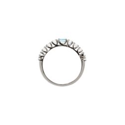 Solitario Contornato Veretta Scalare Acquamarina e Diamanti Oro Bianco - misura 14