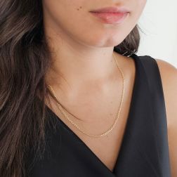 Photo of worn Necklace 49cm/50cm flat oval faceted grumetta chain 2.20mm