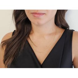 Collana 49cm/50cm catena grumetta ovale piatta sfaccettata 2.20mm foto indossata