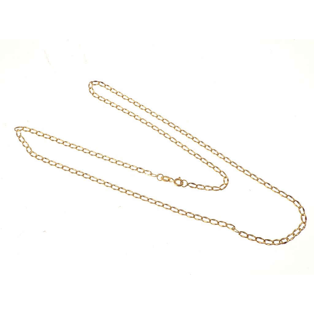 Necklace flat oval faceted grumetta chain