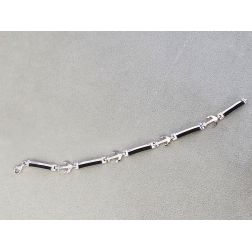 Bracciale in Oro Bianco e Caucciù a segmenti con Ancore
