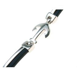 Segmented White Gold and Natural Rubber Bracelet with Anchors