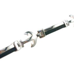 Segmented White Gold and Natural Rubber Bracelet with Anchors