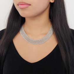 Photo of worn Magnificent white gold large necklace - 44cm x 19.20mm
