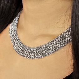 Photo of worn Magnificent white gold large necklace - 44cm x 19.20mm