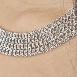 Photo of worn Magnificent white gold large necklace - 40cm x 19.20mm
