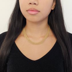 Magnificent yellow gold necklace - 43cm X 9.80mm foto indossata