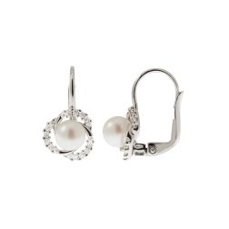 Rosée Classic Hook earrings with Freshwater pearl and Zircons