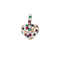 Diamonds and Color Gems Pavè Rounded Heart Pendant