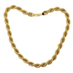 Yellow gold rope necklace with white gold venetian 45cm x 10mm