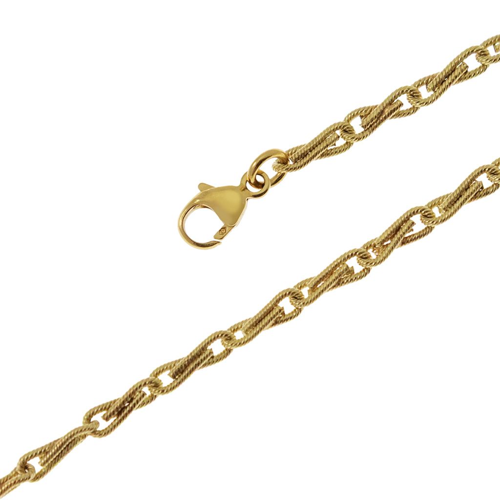 Yellow Gold Striped Infinity Wire Chain Bracelet