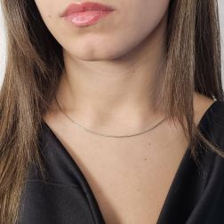 Photo of worn Rigid 18kt white gold necklace