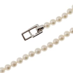 Akoya Pearls Geometric Clasp Necklace in White Gold
