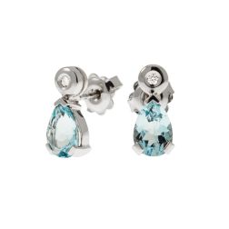 Aquamarine Drop Earrings with Diamond Accents