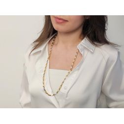 Photo of worn 70cm Unisex Two-Tone Necklace with 3D Chevron Link Pattern